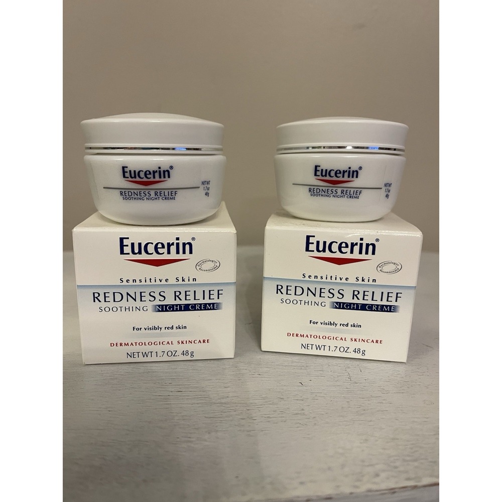 2 Eucerin Redness Relief Dermatological Skincare Night Creme Night Cream 1.7oz
